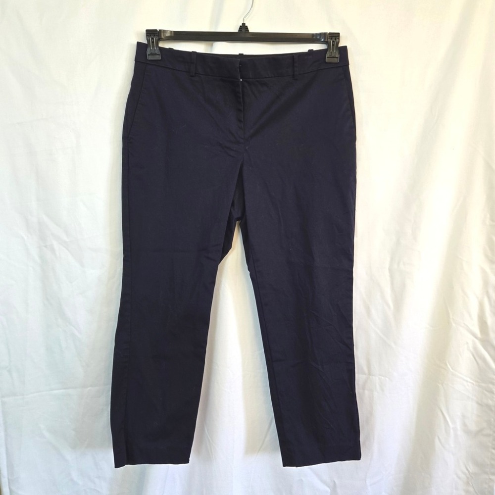 Ann Taylor Women's Preppy Navy Blue Eva Curvy Fit Petite Ankle Career Pant‎ 12P